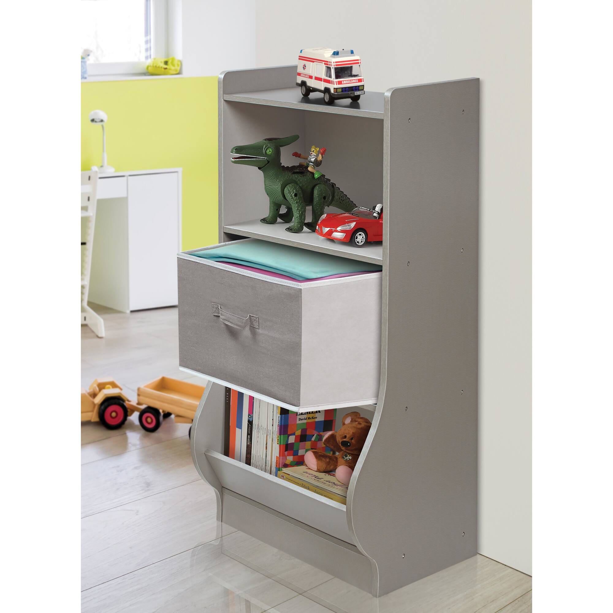 Badger Basket Woodgrain Gray Upright Storage Nook With Reversible Basket
